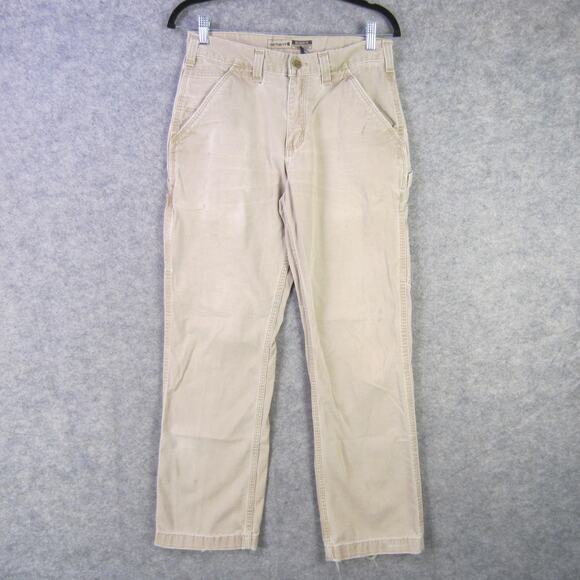 Carhartt Carpenter Pants Mens 30x30 Khaki Relaxed Fit Canvas Workwear Utility - Picture 1 of 11